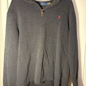 Ralph Lauren Gray Half-Zip Sweater with Red Pony